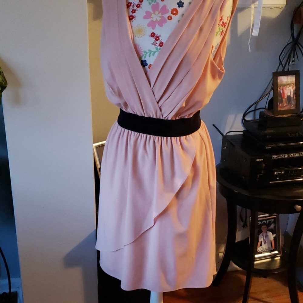 Pink and black high low dress